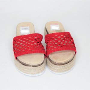 Vintage Havana | Red Open Weave Espadrille Slide